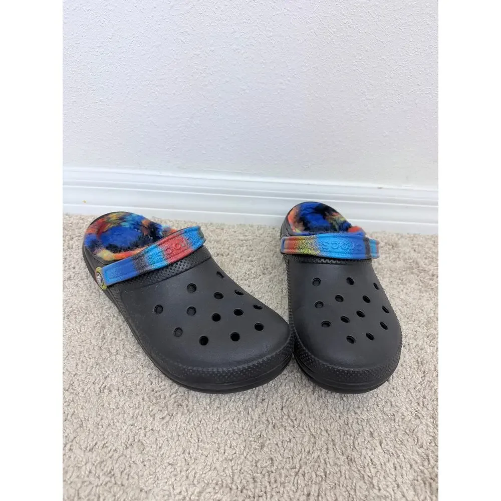 Crocs Classic Tie Dye Fuzzy Lined Clogs M10 W12